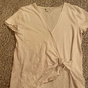 White tie jcrew v neck blouse